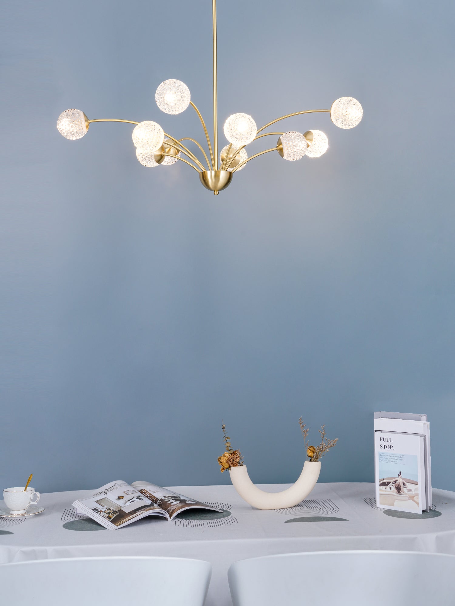 Ralem Chandelier Curved Arms Brass