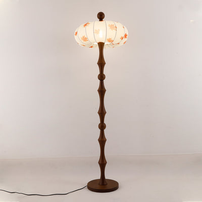 Whispen Wood Fabric Vintage Floor Lamp