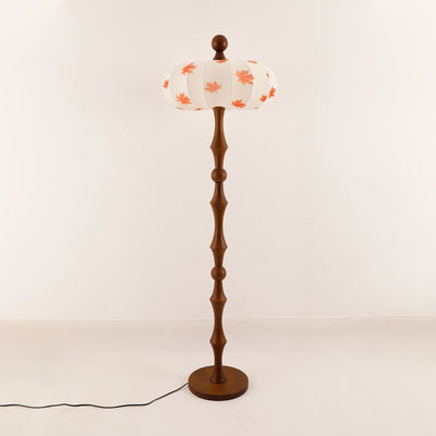Whispen Wood Fabric Vintage Floor Lamp