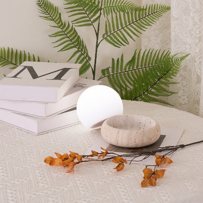 Riita Travertine Globe Table Lamp Mini Maga - Neutral Decor