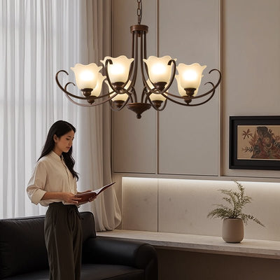 Nydorisra Elegance Vintage Floral Glass Chandelier