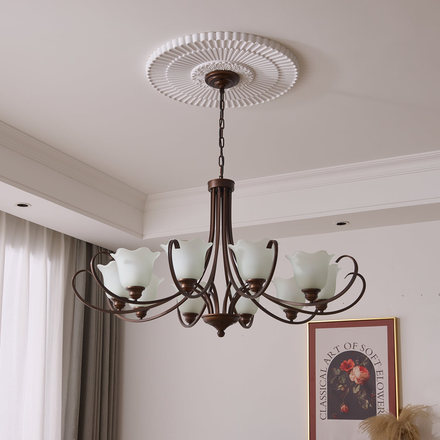 Nydorisra Elegance Vintage Floral Glass Chandelier