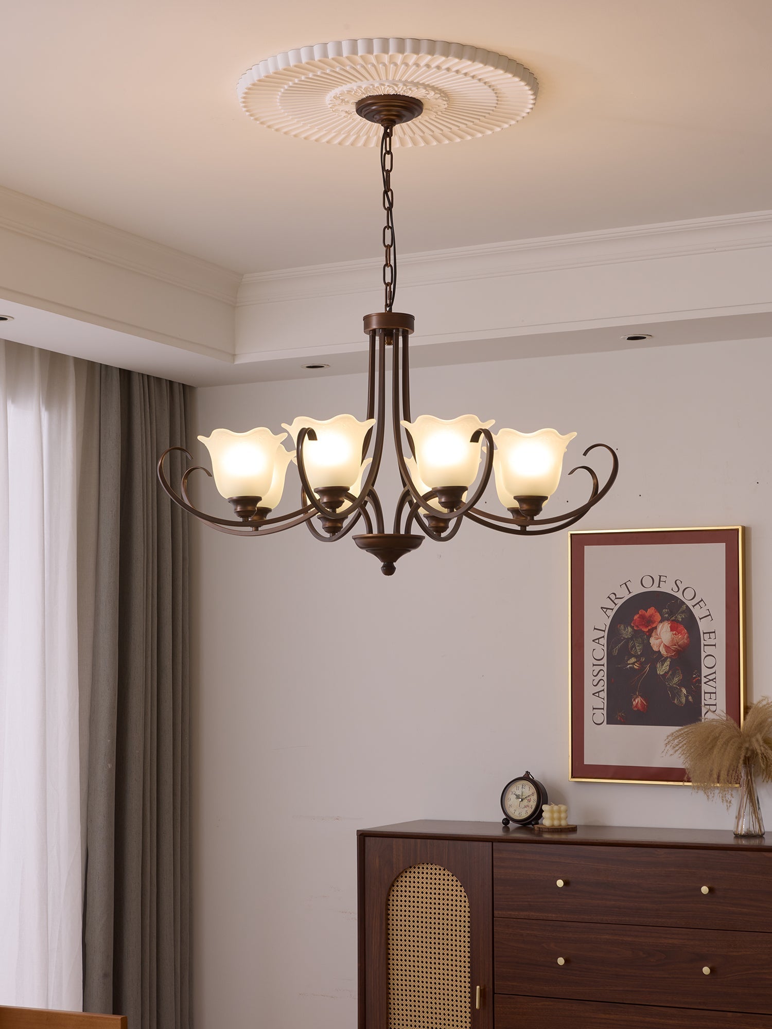 Nydorisra Elegance Vintage Floral Glass Chandelier