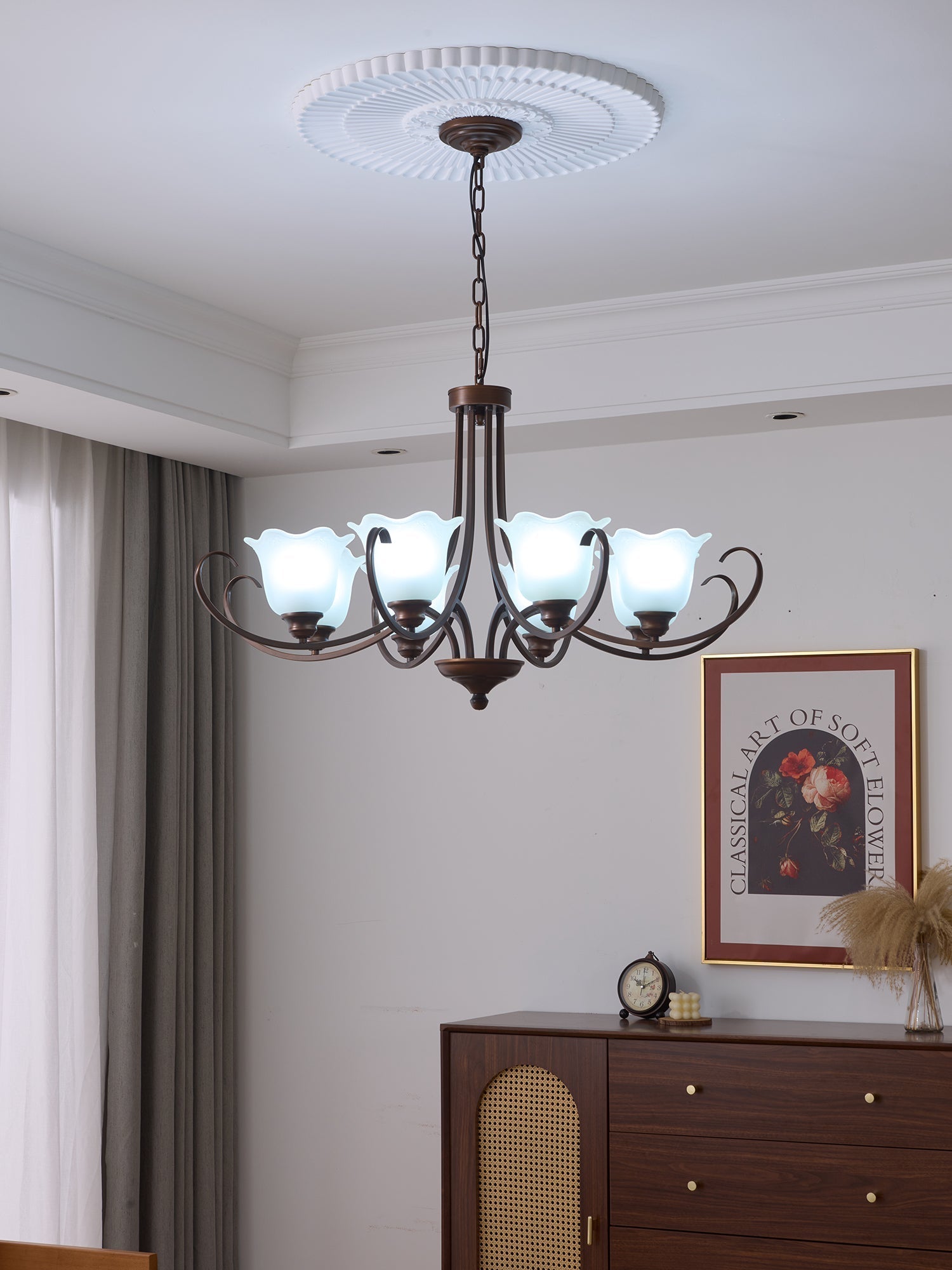 Nydorisra Elegance Vintage Floral Glass Chandelier