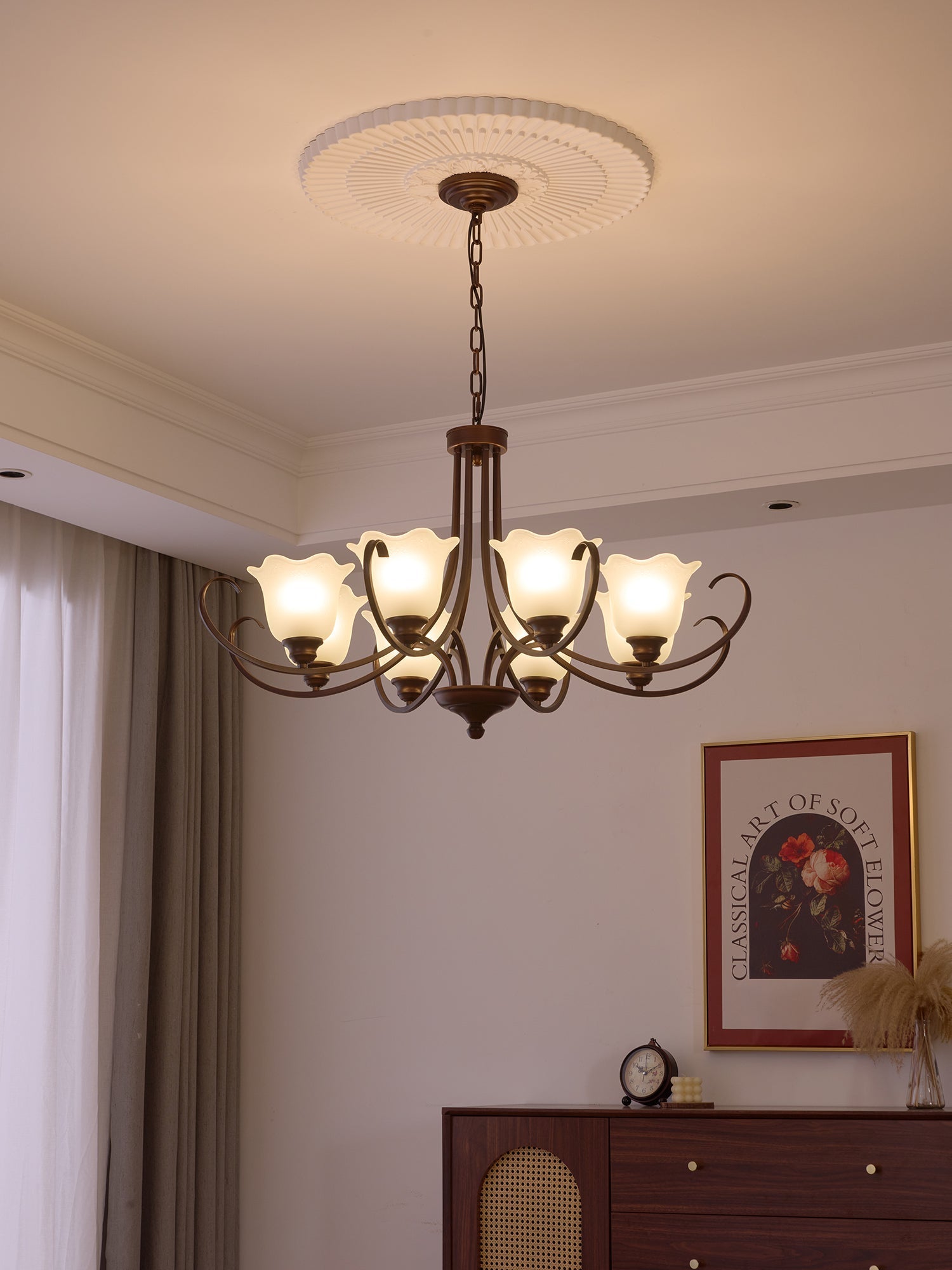 Nydorisra Elegance Vintage Floral Glass Chandelier