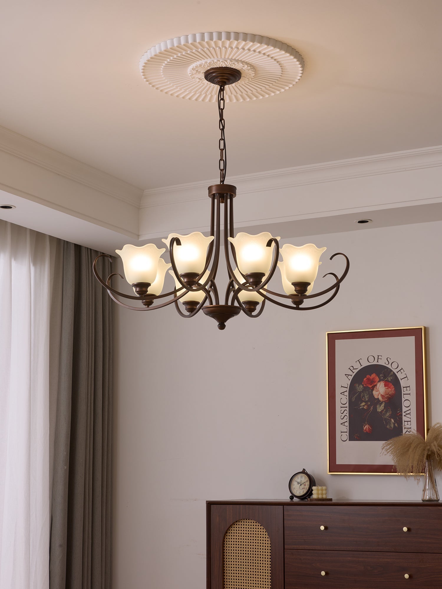 Nydorisra Elegance Vintage Floral Glass Chandelier