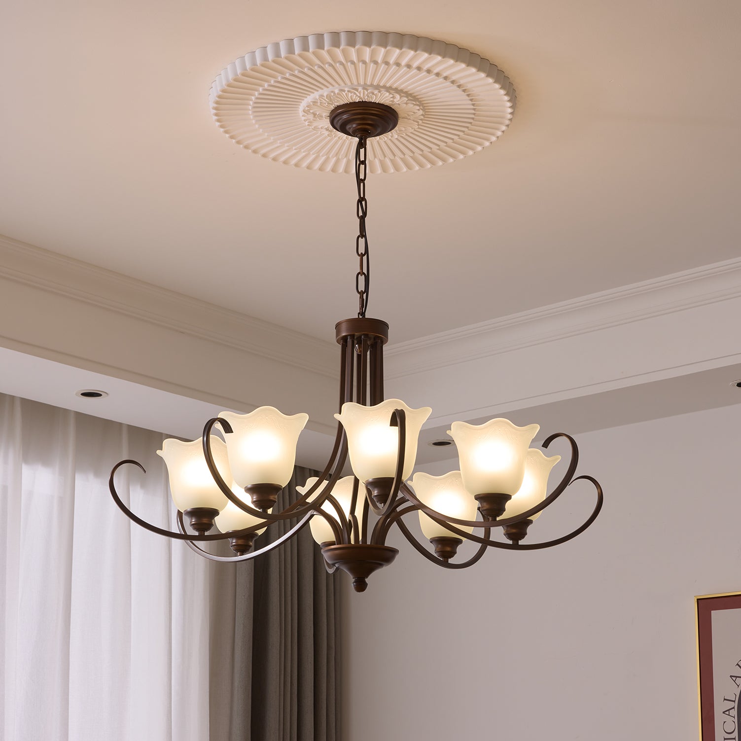 Nydorisra Elegance Vintage Floral Glass Chandelier