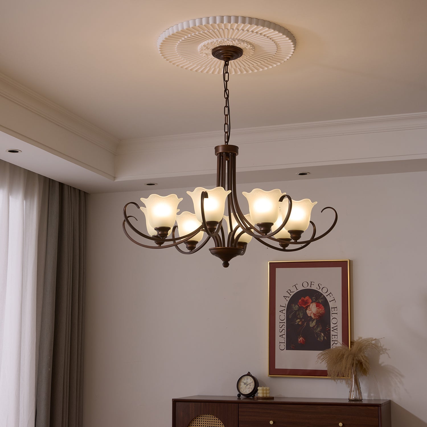 Nydorisra Elegance Vintage Floral Glass Chandelier