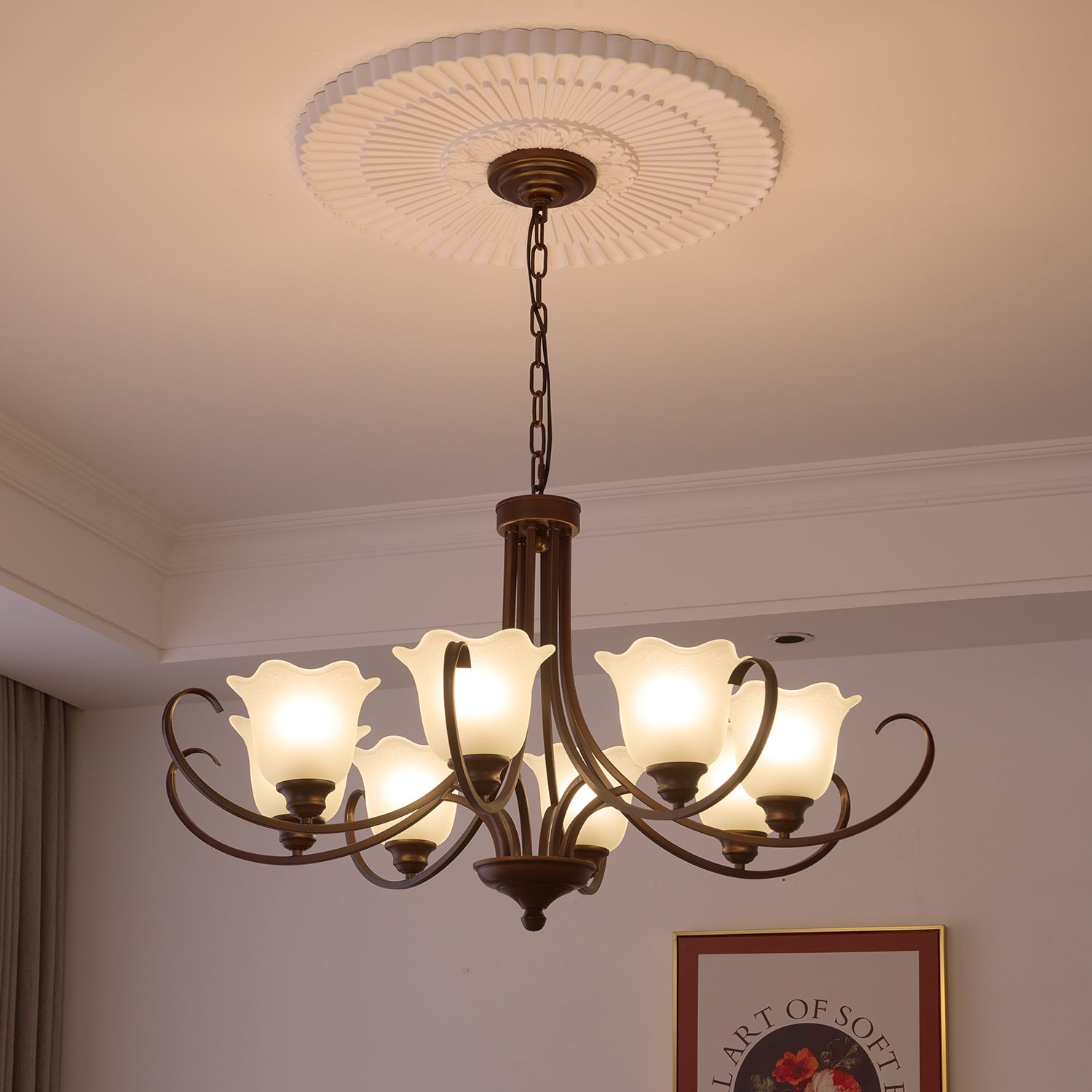 Nydorisra Elegance Vintage Floral Glass Chandelier