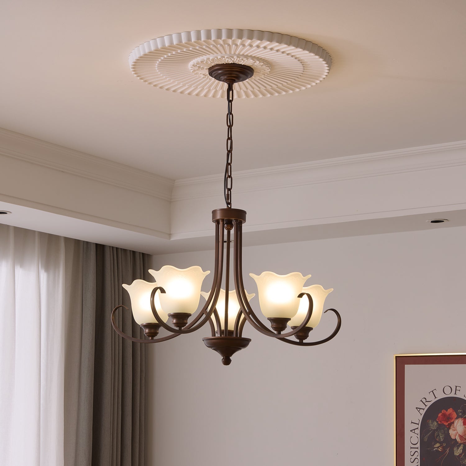 Nydorisra Elegance Vintage Floral Glass Chandelier