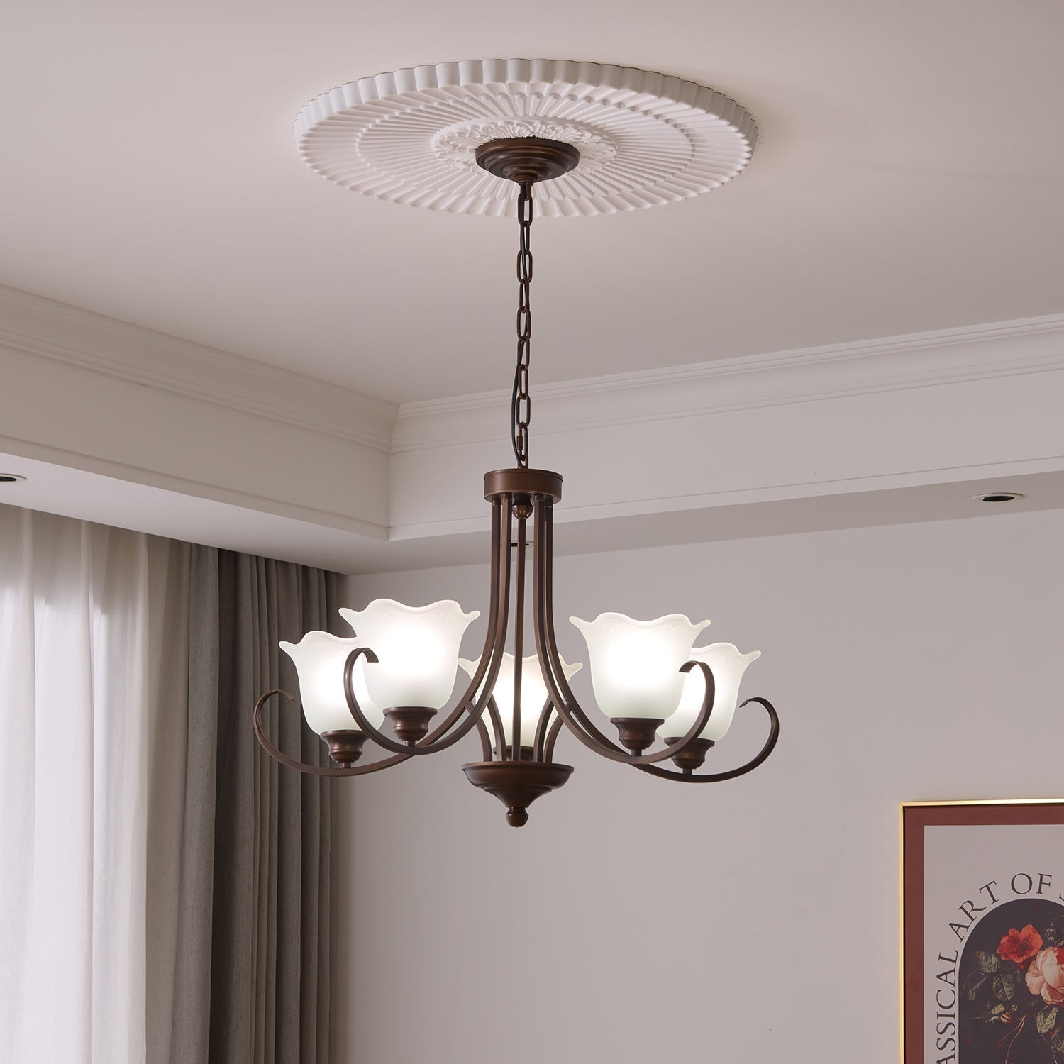 Nydorisra Elegance Vintage Floral Glass Chandelier