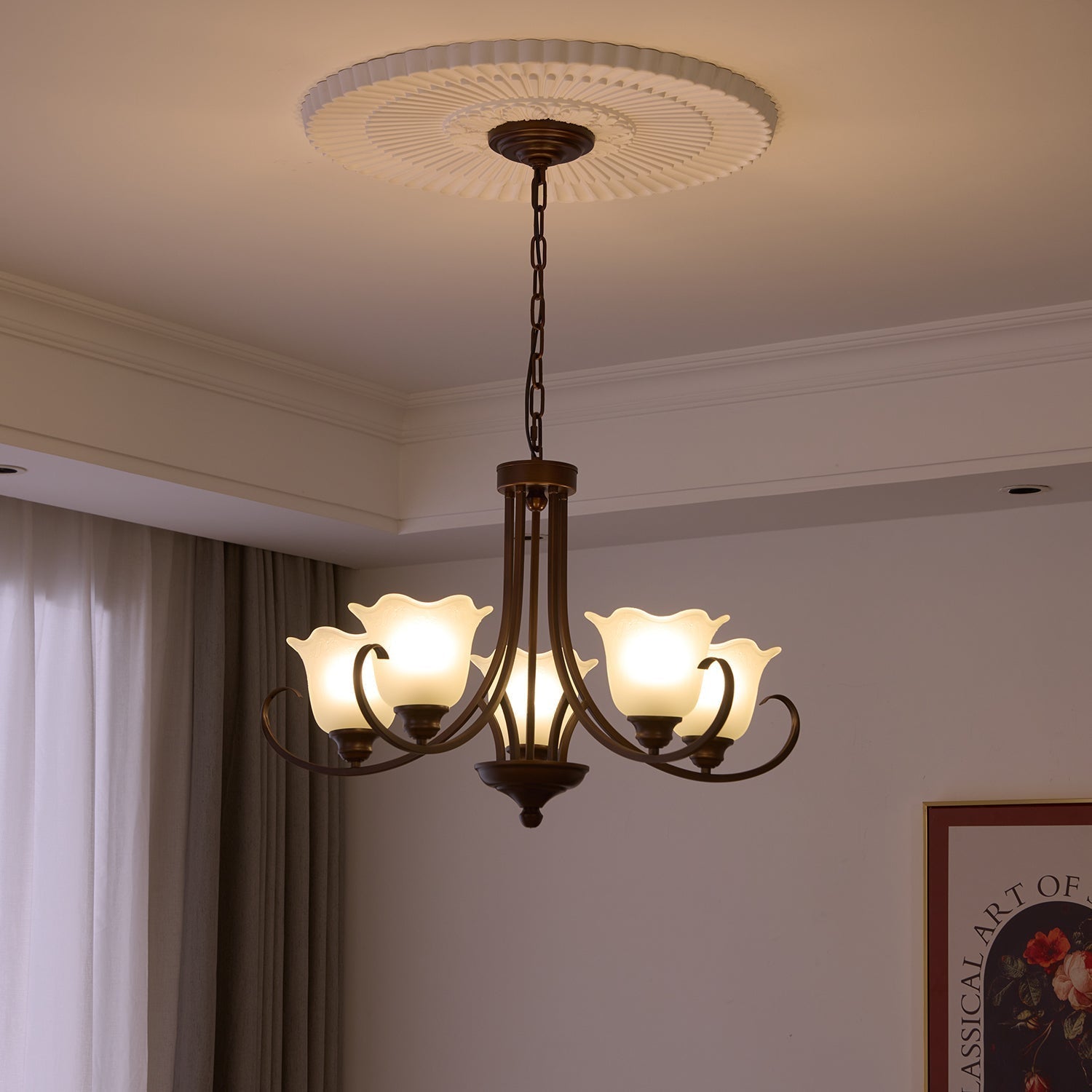 Nydorisra Elegance Vintage Floral Glass Chandelier
