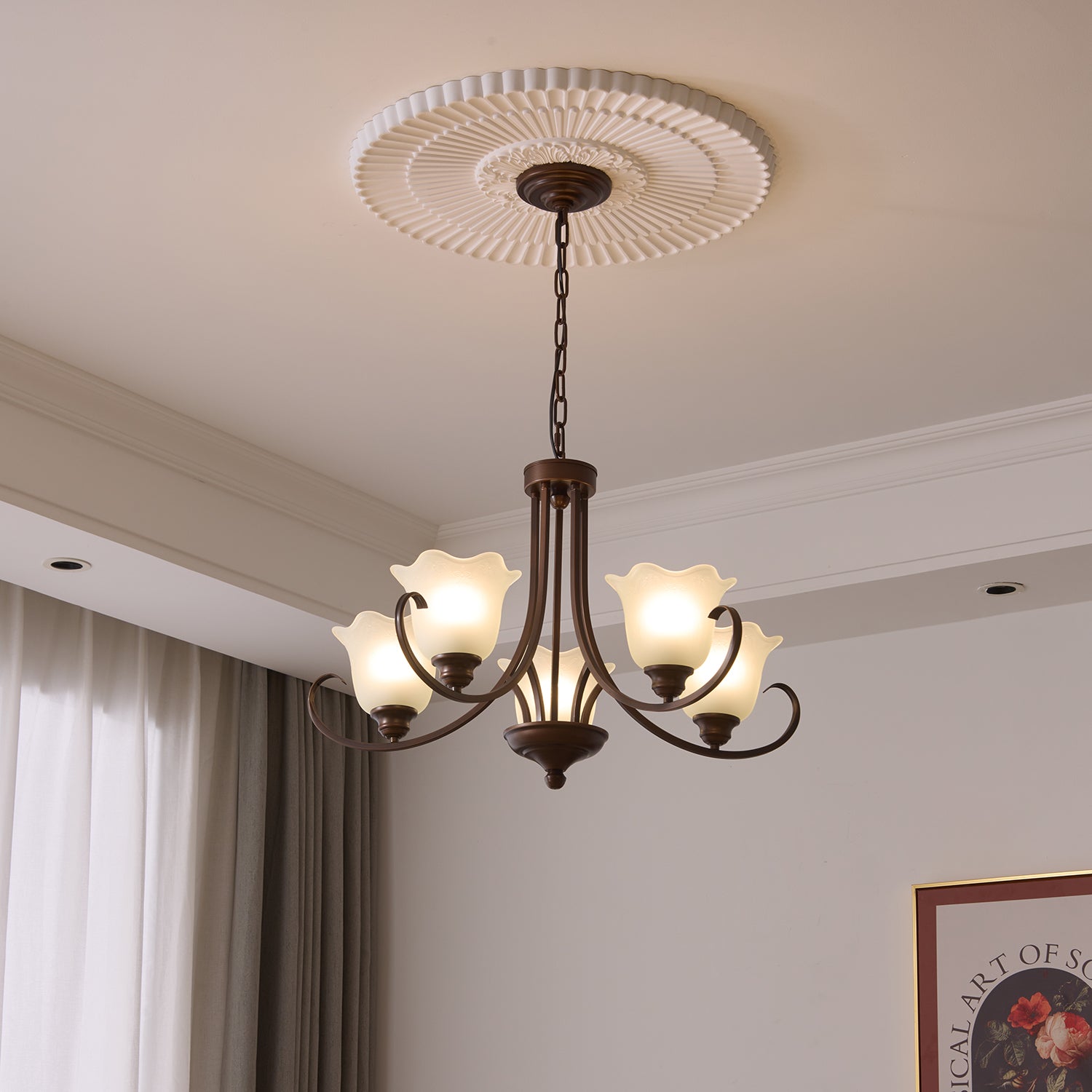 Nydorisra Elegance Vintage Floral Glass Chandelier