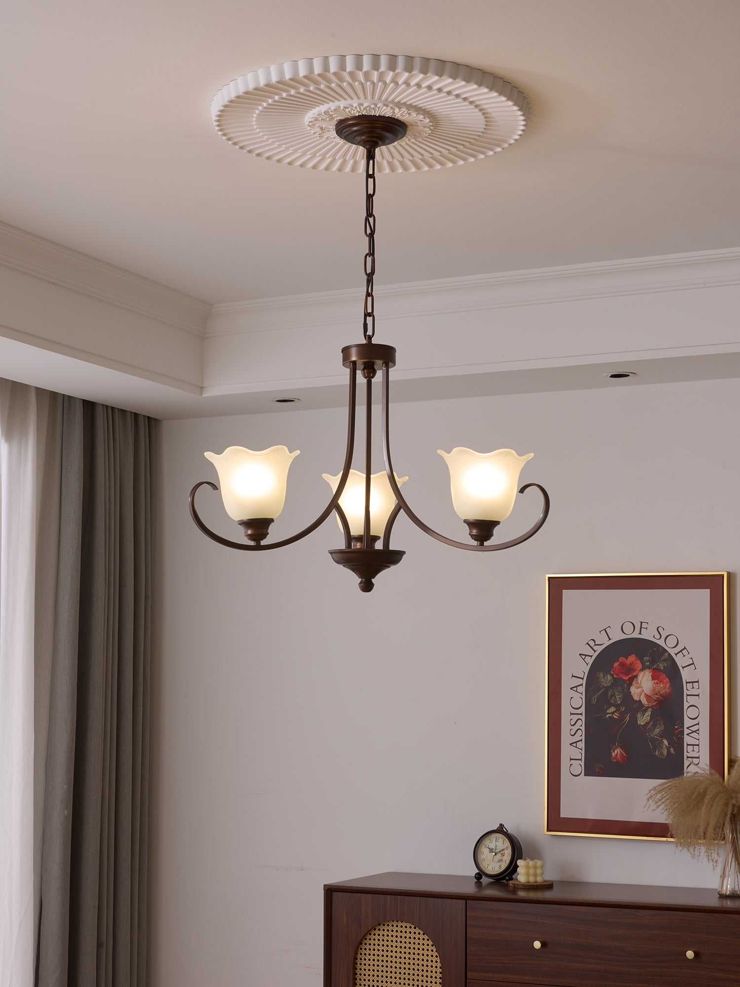 Nydorisra Elegance Vintage Floral Glass Chandelier
