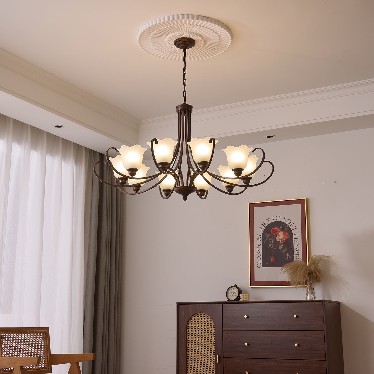 Nydorisra Elegance Vintage Floral Glass Chandelier