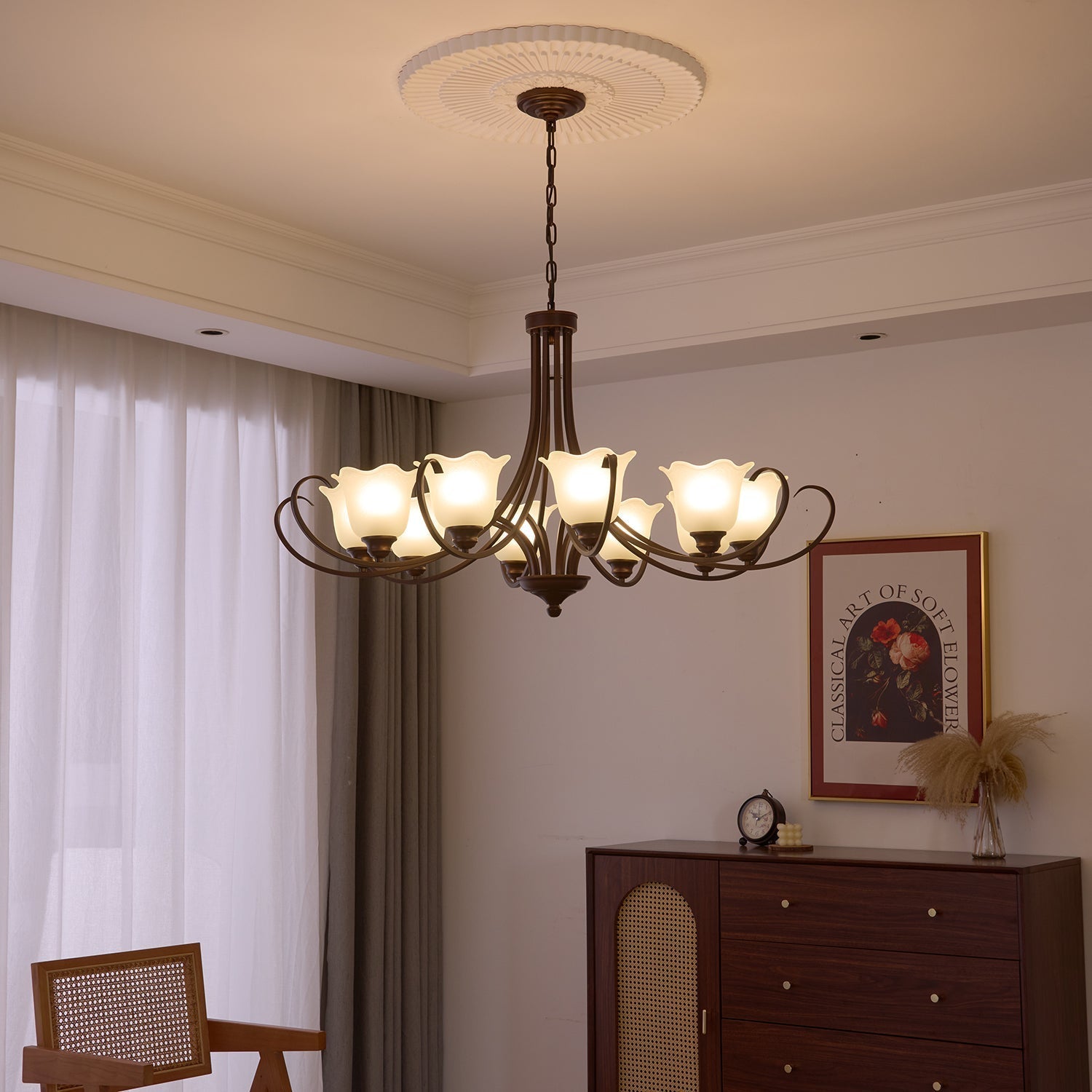 Nydorisra Elegance Vintage Floral Glass Chandelier