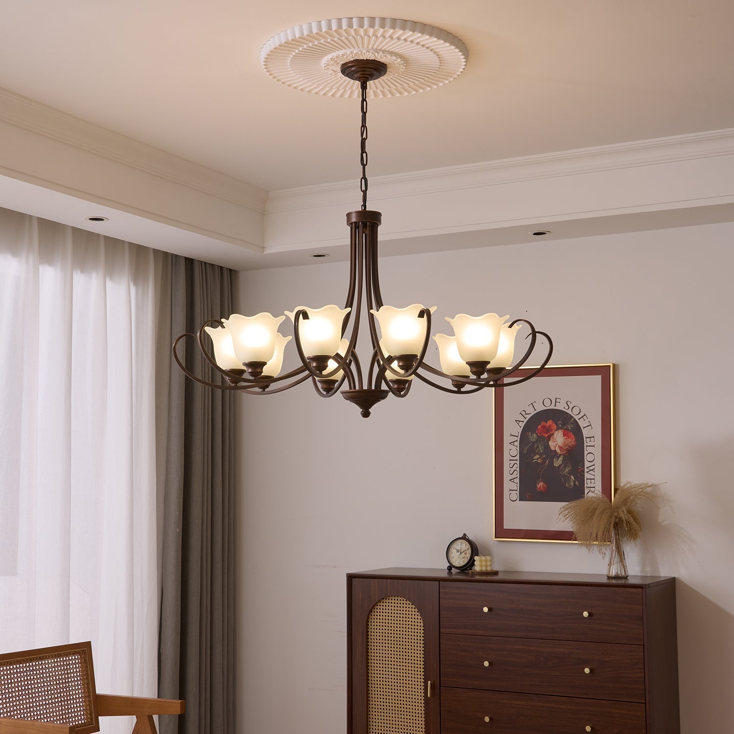 Nydorisra Elegance Vintage Floral Glass Chandelier