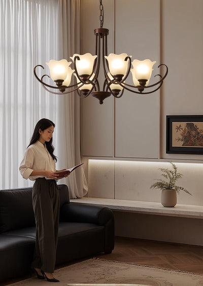 Nydorisra Elegance Vintage Floral Glass Chandelier