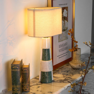 Obelisk Stacked Marble Table Lamp