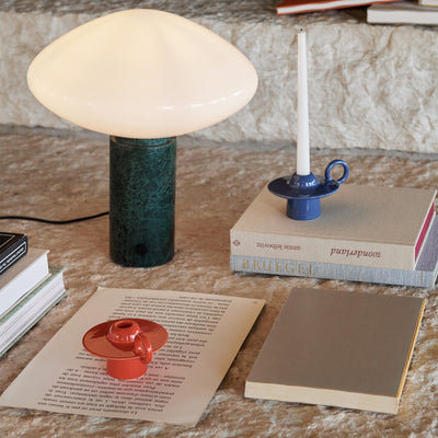 Lioralira Table Lamp with Glass Shade and Green Marble Base