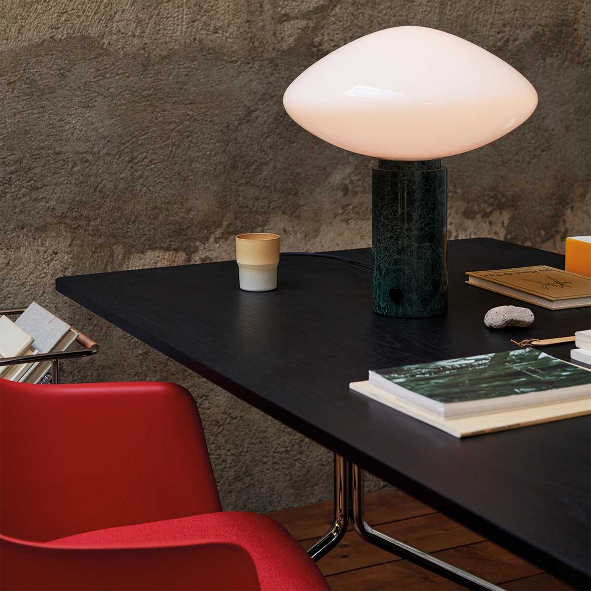 Lioralira Table Lamp with Glass Shade and Green Marble Base
