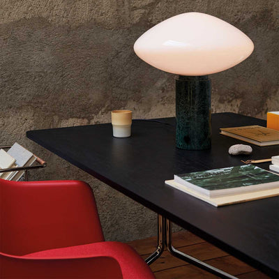 Lioralira Table Lamp with Glass Shade and Green Marble Base