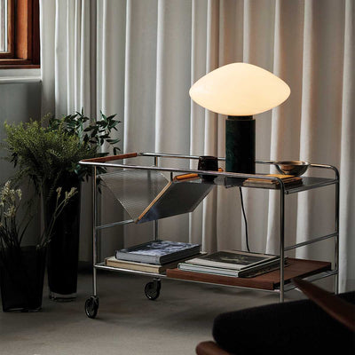 Lioralira Table Lamp with Glass Shade and Green Marble Base
