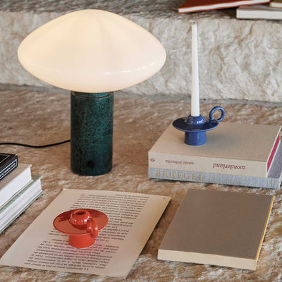 Lioralira Table Lamp with Glass Shade and Green Marble Base