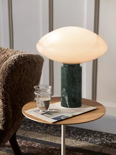 Lioralira Table Lamp with Glass Shade and Green Marble Base