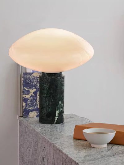 Lioralira Table Lamp with Glass Shade and Green Marble Base