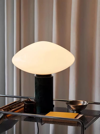 Lioralira Table Lamp with Glass Shade and Green Marble Base