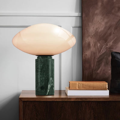 Lioralira Table Lamp with Glass Shade and Green Marble Base