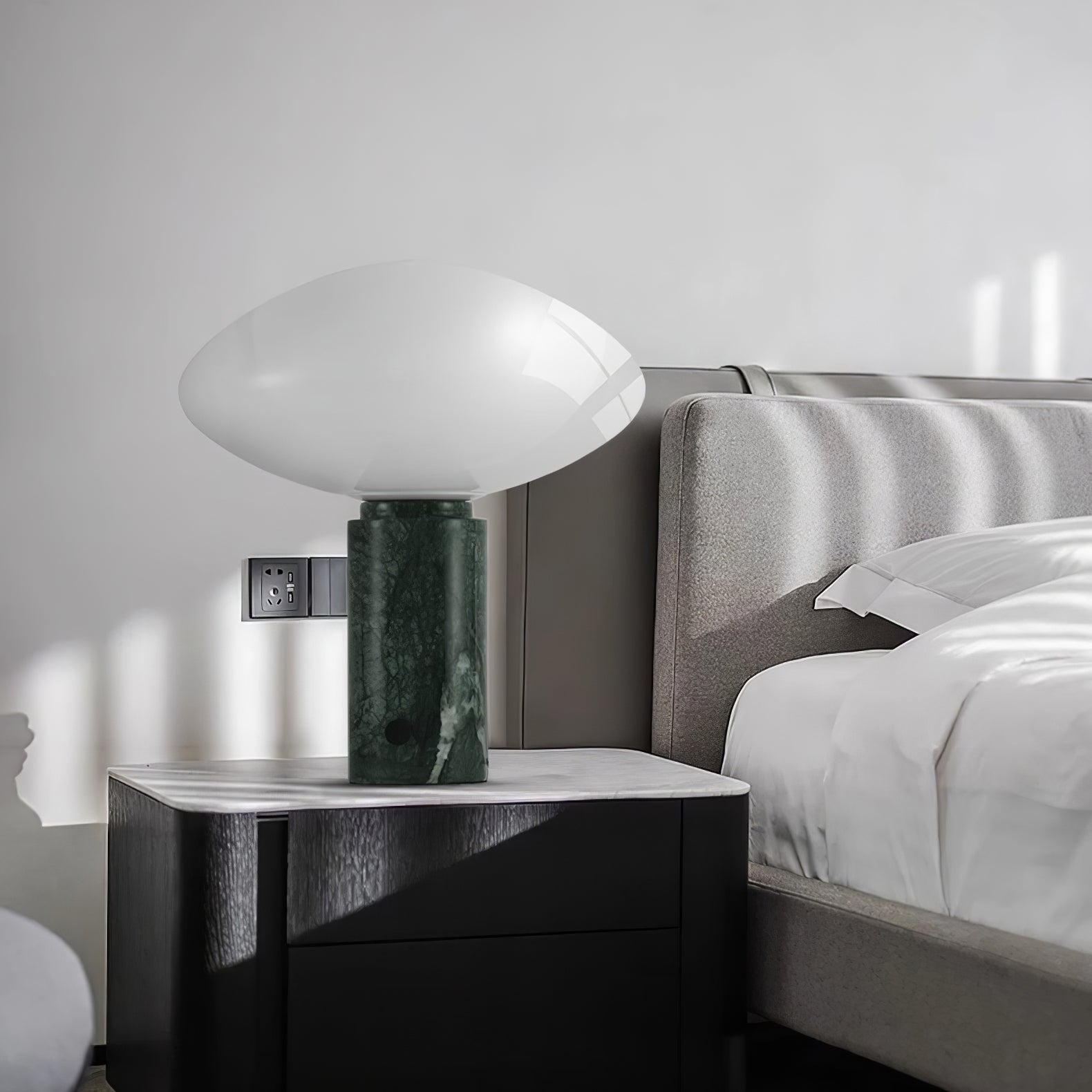 Lioralira Table Lamp with Glass Shade and Green Marble Base