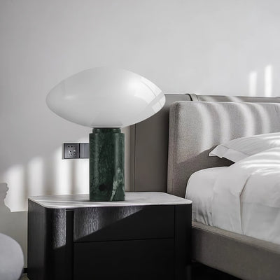 Lioralira Table Lamp with Glass Shade and Green Marble Base