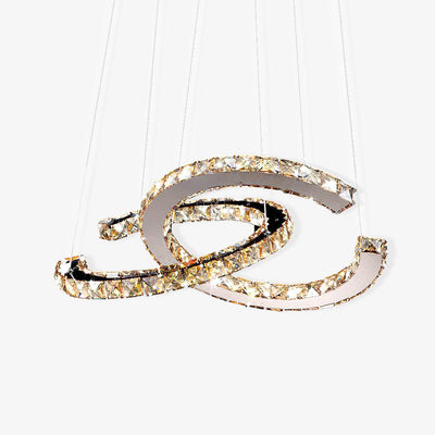 Luxisine Chandelier Crystal Double C Modern Silver 2-Ring