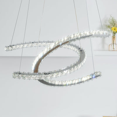 Luxisine Chandelier Crystal Double C Modern Silver 2-Ring