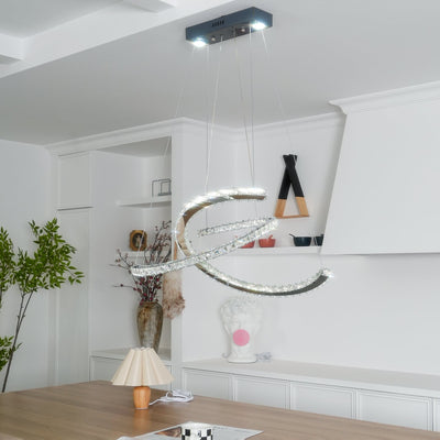 Luxisine Chandelier Crystal Double C Modern Silver 2-Ring