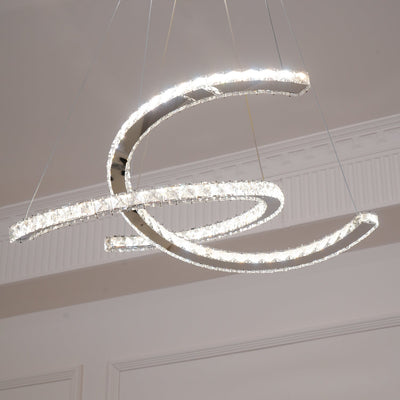 Luxisine Chandelier Crystal Double C Modern Silver 2-Ring
