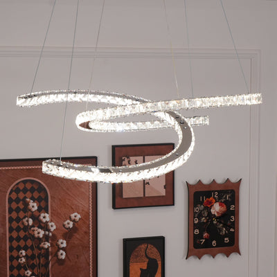 Luxisine Chandelier Crystal Double C Modern Silver 2-Ring