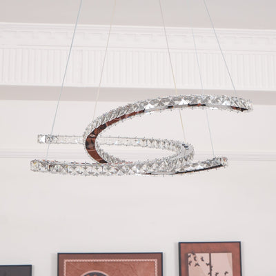 Luxisine Chandelier Crystal Double C Modern Silver 2-Ring