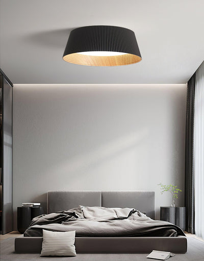 Rineia Ceiling Lamp Ribbed Drum Wood Elegant Contemporary