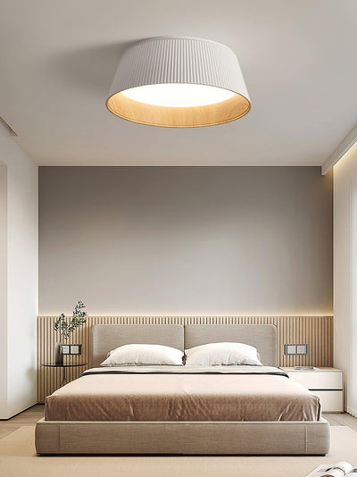 Rineia Ceiling Lamp Ribbed Drum Wood Elegant Contemporary