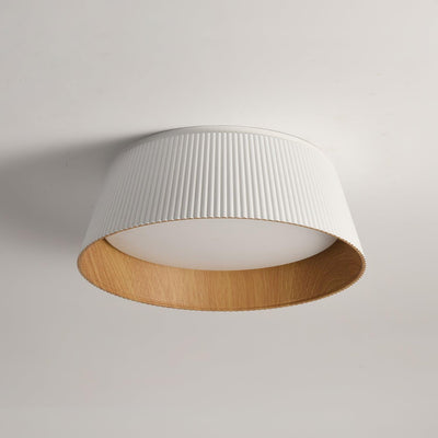 Rineia Ceiling Lamp Ribbed Drum Wood Elegant Contemporary