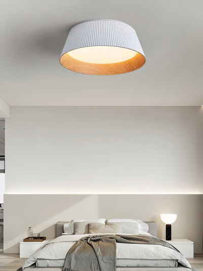 Rineia Ceiling Lamp Ribbed Drum Wood Elegant Contemporary