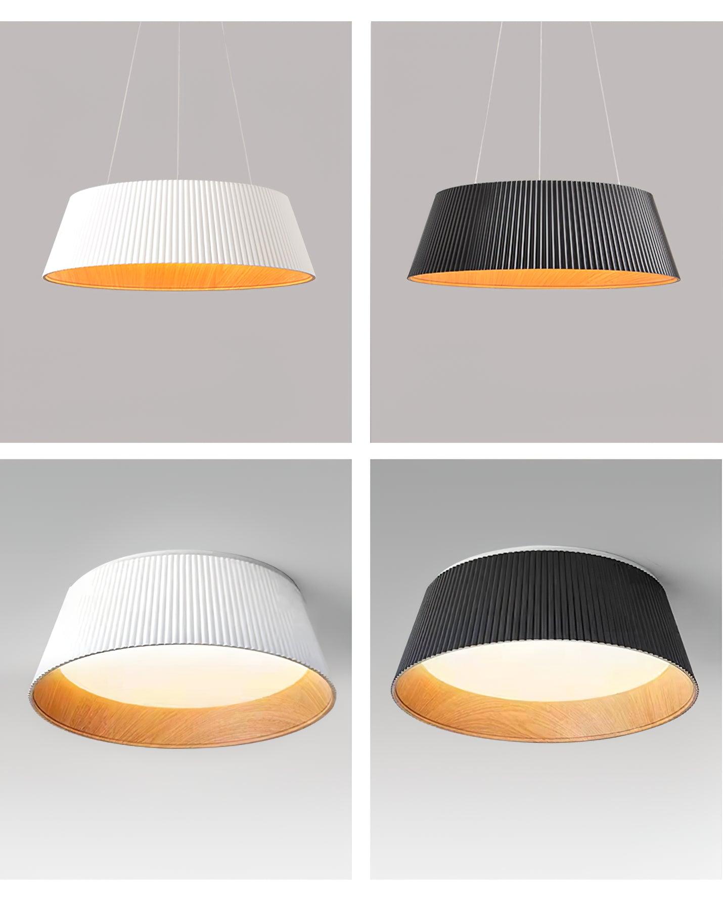 Rineia Ceiling Lamp Ribbed Drum Wood Elegant Contemporary