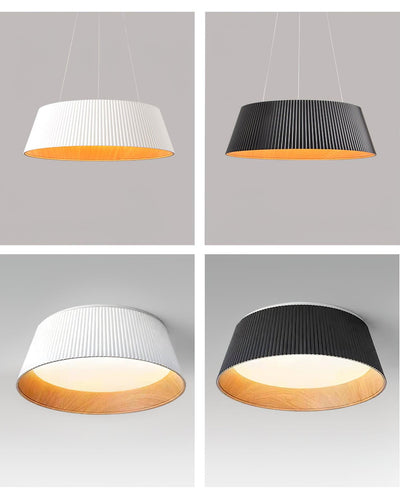 Rineia Ceiling Lamp Ribbed Drum Wood Elegant Contemporary