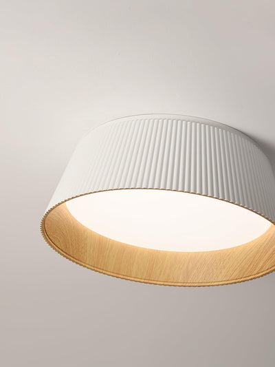 Rineia Ceiling Lamp Ribbed Drum Wood Elegant Contemporary