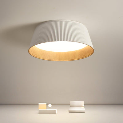 Rineia Ceiling Lamp Ribbed Drum Wood Elegant Contemporary