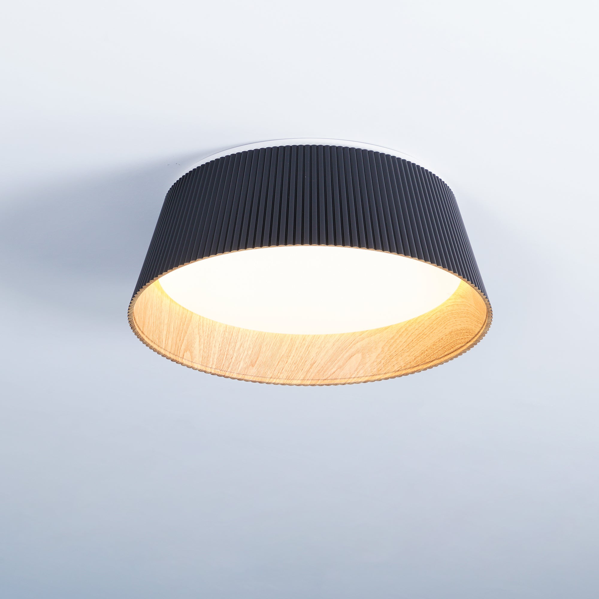 Rineia Ceiling Lamp Ribbed Drum Wood Elegant Contemporary