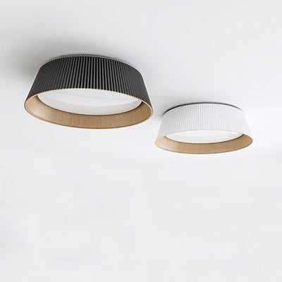 Rineia Ceiling Lamp Ribbed Drum Wood Elegant Contemporary